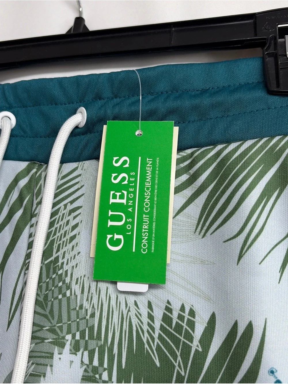 NWT GUESS Men's Small Blue Green Neon Stripe Tropical Casual Shorts$69